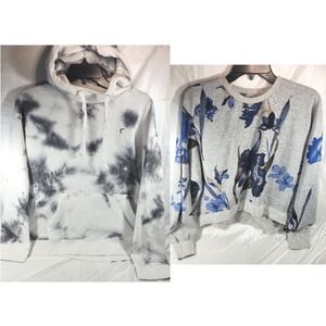 Zyia Active Women's Floral Cropped Sweatshirt & Tie Dye Hoodie - Size Medium
